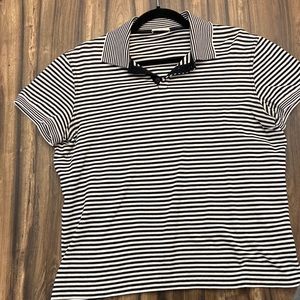 Men’s polo- striped white/black Saint Laurent polo. Size- medium